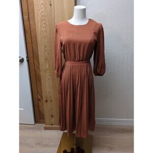 Orange Creek burnt orange flowy cotton Midi dress sz S Small boho cottagecore
